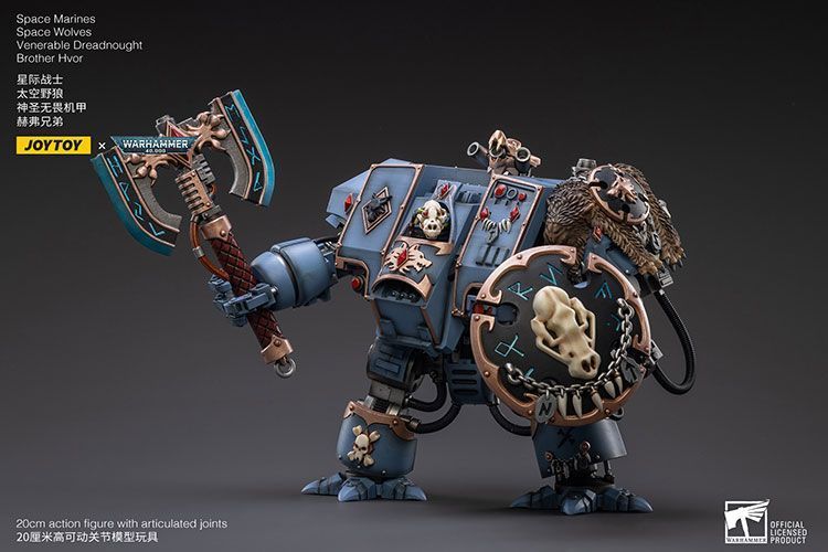 Фигурка из игры Warhammer 40k, Космические Десантники, Космические Волки, Почтенный Дредноут Брат Хвор, JOYTOY, подвижная, 20 см (WHR 0027)