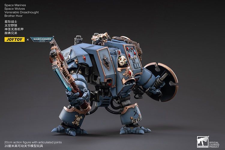 Фигурка из игры Warhammer 40k, Космические Десантники, Космические Волки, Почтенный Дредноут Брат Хвор, JOYTOY, подвижная, 20 см (WHR 0027)