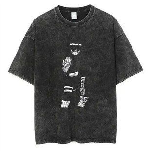Футболка оверсайз с принтом из аниме Наруто, универсальная, хлопок Washed Cotton, размер S (FNAR 0044G-S)