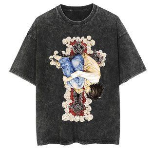 Футболка оверсайз с принтом из аниме Тетрадь Смерти, универсальная, хлопок Washed Cotton, размер S (FDNA 0032G-S)