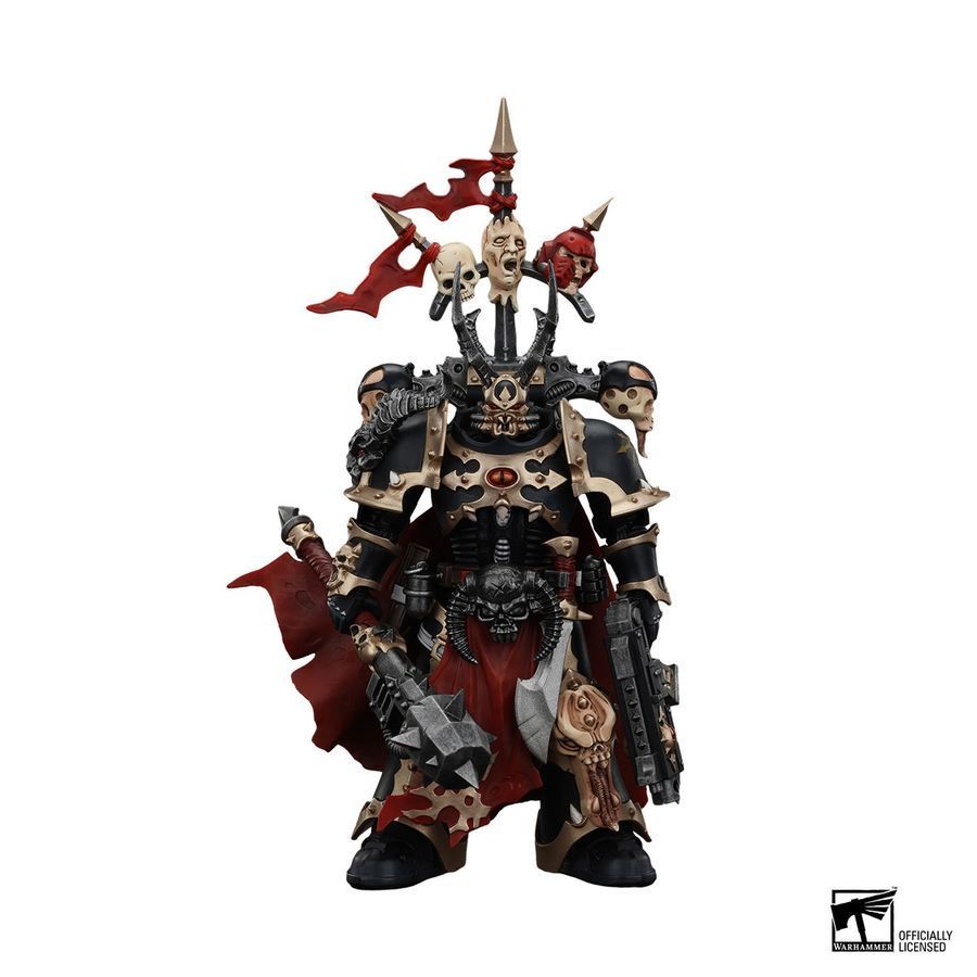 Фигурка из игры Warhammer 40k, Космодесантники Хаоса Чемпион Чёрного Легиона с Болтером и Силовой булавой, JOYTOY, подвижная, 12,6 см (WHR 0156)
