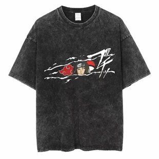 Футболка оверсайз с принтом из аниме Наруто, универсальная, хлопок Washed Cotton, размер S (FNAR 0011G-S)