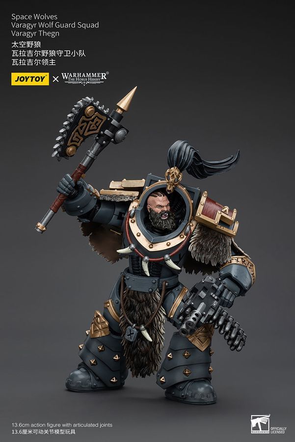 Фигурка из игры Warhammer 40k, Космические Волки Отряд Волчьей Стражи Варагир Тегн, JOYTOY, подвижная, 13,6 см (WHR 0119)
