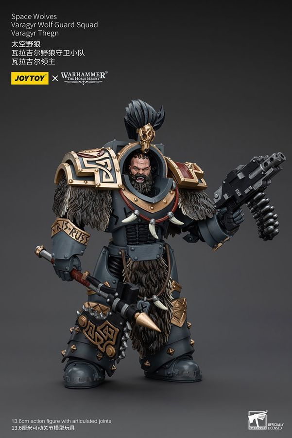 Фигурка из игры Warhammer 40k, Космические Волки Отряд Волчьей Стражи Варагир Тегн, JOYTOY, подвижная, 13,6 см (WHR 0119)