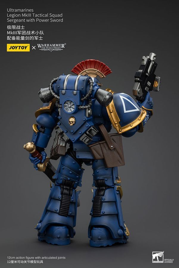 Фігурка з гри Warhammer 40k, Легіонери Ультрамаринів MKIII Сержант із силовим мечем, JOYTOY, рухома, 12 см (WHR 0069)