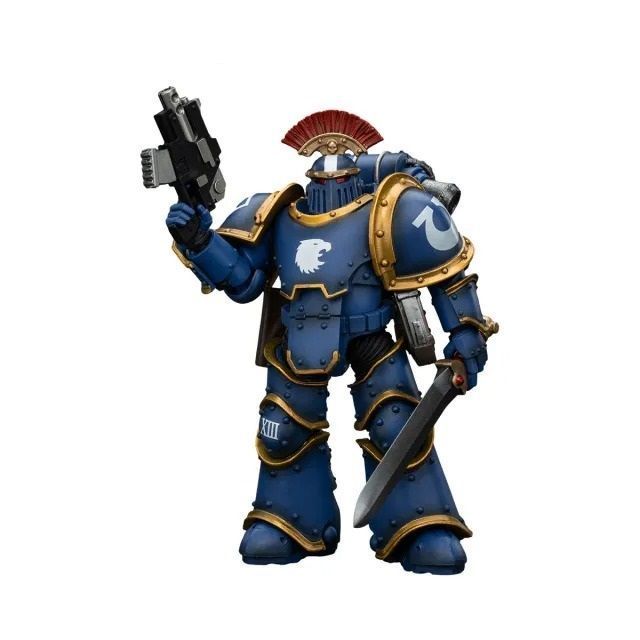 Фігурка з гри Warhammer 40k, Легіонери Ультрамаринів MKIII Сержант із силовим мечем, JOYTOY, рухома, 12 см (WHR 0069)