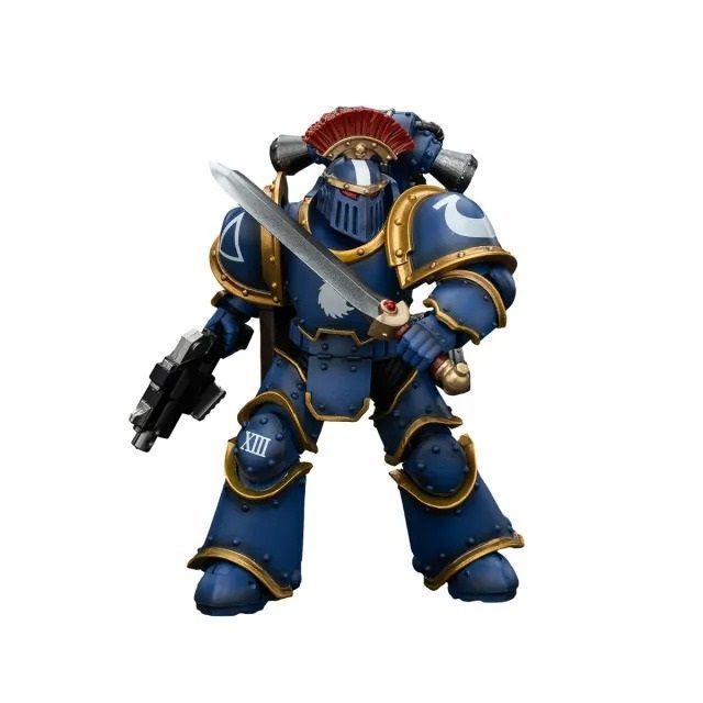 Фігурка з гри Warhammer 40k, Легіонери Ультрамаринів MKIII Сержант із силовим мечем, JOYTOY, рухома, 12 см (WHR 0069)