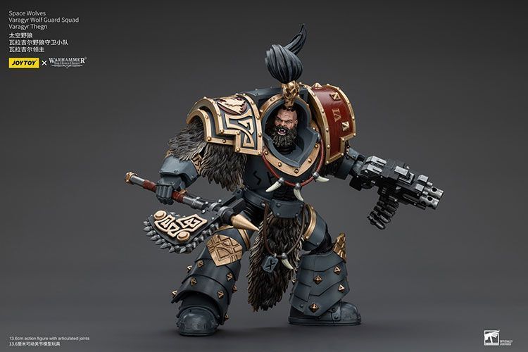 Фигурка из игры Warhammer 40k, Космические Волки Отряд Волчьей Стражи Варагир Тегн, JOYTOY, подвижная, 13,6 см (WHR 0119)