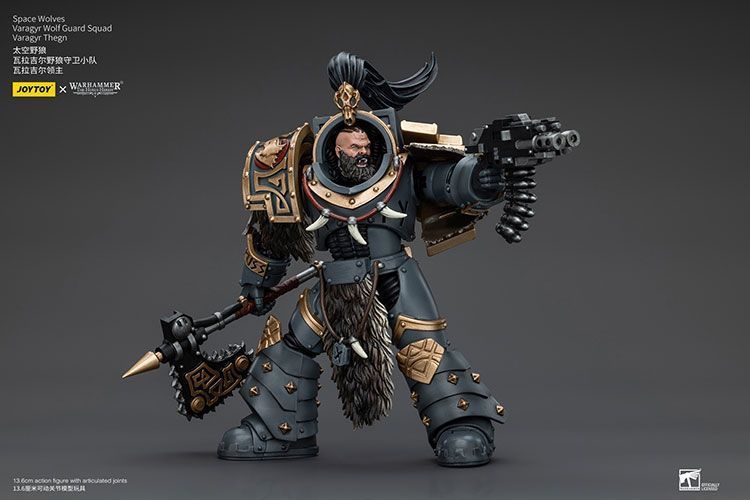 Фигурка из игры Warhammer 40k, Космические Волки Отряд Волчьей Стражи Варагир Тегн, JOYTOY, подвижная, 13,6 см (WHR 0119)