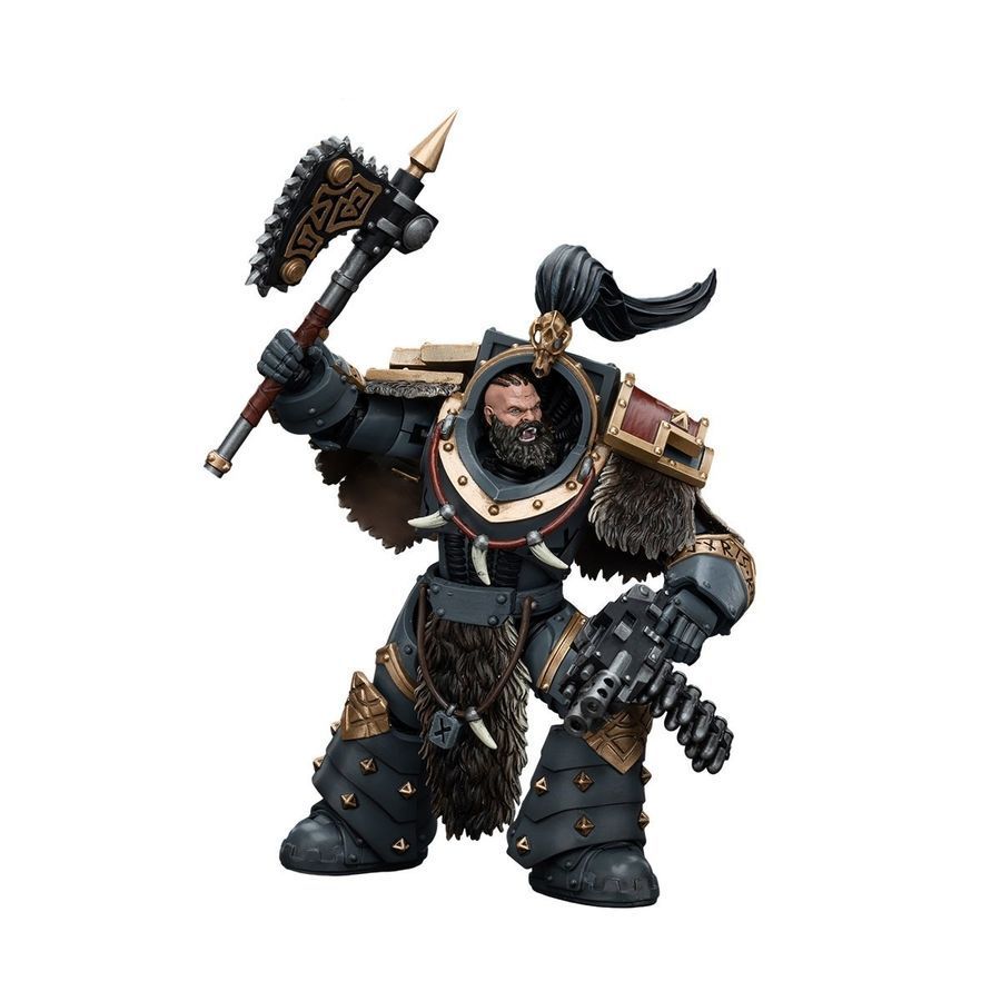 Фигурка из игры Warhammer 40k, Космические Волки Отряд Волчьей Стражи Варагир Тегн, JOYTOY, подвижная, 13,6 см (WHR 0119)