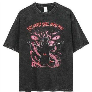 Футболка оверсайз с принтом из аниме Наруто, универсальная, хлопок Washed Cotton, размер XXXL (FNAR 0027G-XXXL)