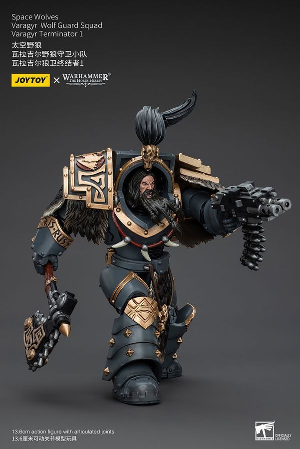 Фигурка из игры Warhammer 40k, Космические Волки Отряд Волчьей Стражи Варагир, JOYTOY, подвижная, 13,6 см (WHR 0120)