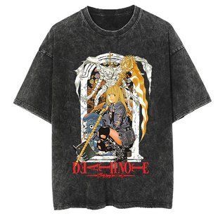 Футболка оверсайз с принтом из аниме Тетрадь Смерти, универсальная, хлопок Washed Cotton, размер S (FDNA 0038G-S)