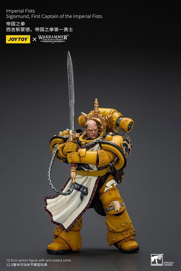 Фигурка из игры Warhammer 40k, Имперские Кулаки Сигизмунд, Первый капитан Имперских Кулаков, JOYTOY, подвижная, 12,5 см (WHR 0142)