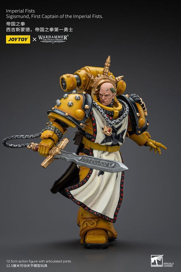Фигурка из игры Warhammer 40k, Имперские Кулаки Сигизмунд, Первый капитан Имперских Кулаков, JOYTOY, подвижная, 12,5 см (WHR 0142)