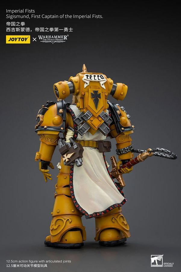 Фигурка из игры Warhammer 40k, Имперские Кулаки Сигизмунд, Первый капитан Имперских Кулаков, JOYTOY, подвижная, 12,5 см (WHR 0142)