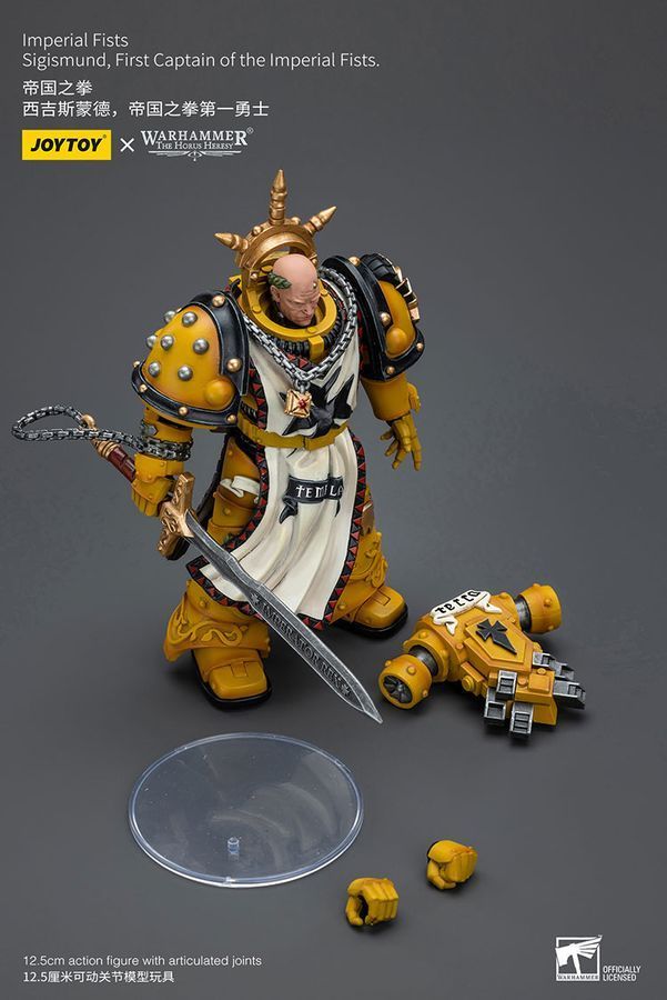 Фигурка из игры Warhammer 40k, Имперские Кулаки Сигизмунд, Первый капитан Имперских Кулаков, JOYTOY, подвижная, 12,5 см (WHR 0142)