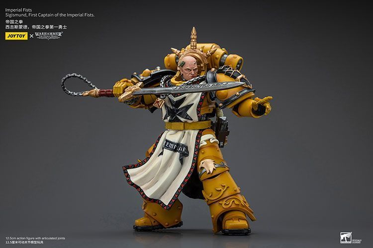 Фигурка из игры Warhammer 40k, Имперские Кулаки Сигизмунд, Первый капитан Имперских Кулаков, JOYTOY, подвижная, 12,5 см (WHR 0142)