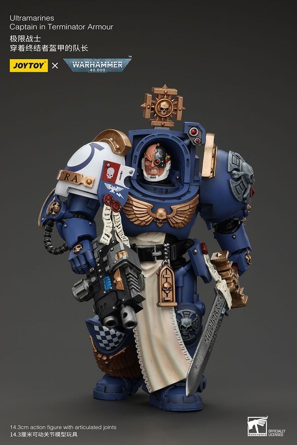 Фигурка из игры Warhammer 40k, Капитан Ультрамаринов в терминаторских доспехах, JOYTOY, подвижная, 14,3 см (WHR 0071)