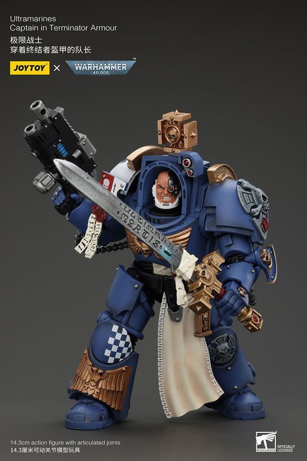 Фигурка из игры Warhammer 40k, Капитан Ультрамаринов в терминаторских доспехах, JOYTOY, подвижная, 14,3 см (WHR 0071)
