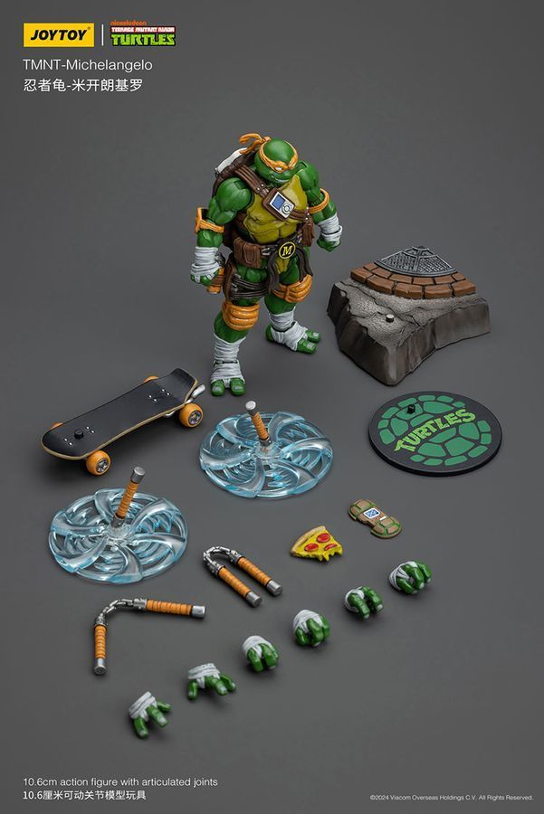 Фигурка Черепашки-Ниндзя TMNT JOYTOY Микеланджело, подвижная, 10,6 см (TMNT 0004)