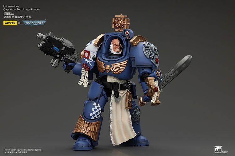 Фигурка из игры Warhammer 40k, Капитан Ультрамаринов в терминаторских доспехах, JOYTOY, подвижная, 14,3 см (WHR 0071)