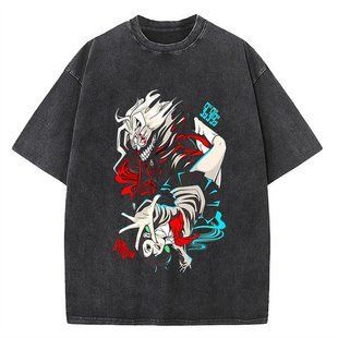 Футболка оверсайз з принтом з аніме Дандадан, універсальна, бавовна Washed Cotton, розмір XXXL (FDAN 0014G-XXXL)