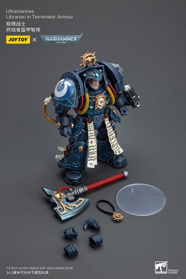 Фигурка из игры Warhammer 40k, Библиотекарь Ультрамаринов в терминаторских доспехах, JOYTOY, подвижная, 14,3 см (WHR 0072)