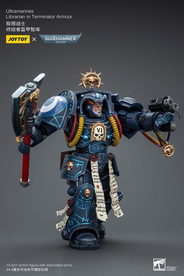 Фигурка из игры Warhammer 40k, Библиотекарь Ультрамаринов в терминаторских доспехах, JOYTOY, подвижная, 14,3 см (WHR 0072)