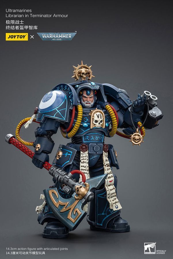 Фигурка из игры Warhammer 40k, Библиотекарь Ультрамаринов в терминаторских доспехах, JOYTOY, подвижная, 14,3 см (WHR 0072)