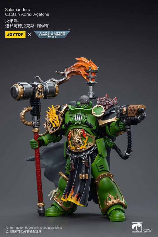 Фигурка из игры Warhammer 40k, Капитан Саламандр Адракс Агатон, JOYTOY, подвижная, 12,4 см (WHR 0033)