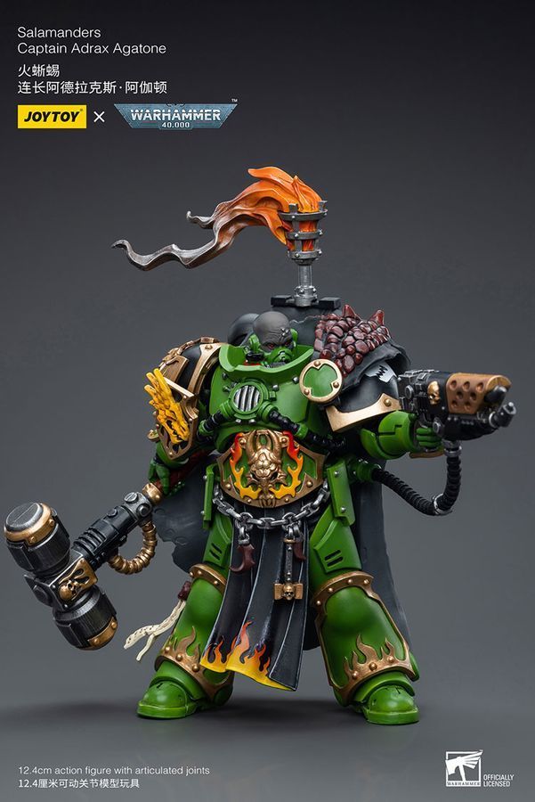Фигурка из игры Warhammer 40k, Капитан Саламандр Адракс Агатон, JOYTOY, подвижная, 12,4 см (WHR 0033)