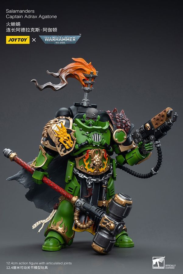 Фигурка из игры Warhammer 40k, Капитан Саламандр Адракс Агатон, JOYTOY, подвижная, 12,4 см (WHR 0033)