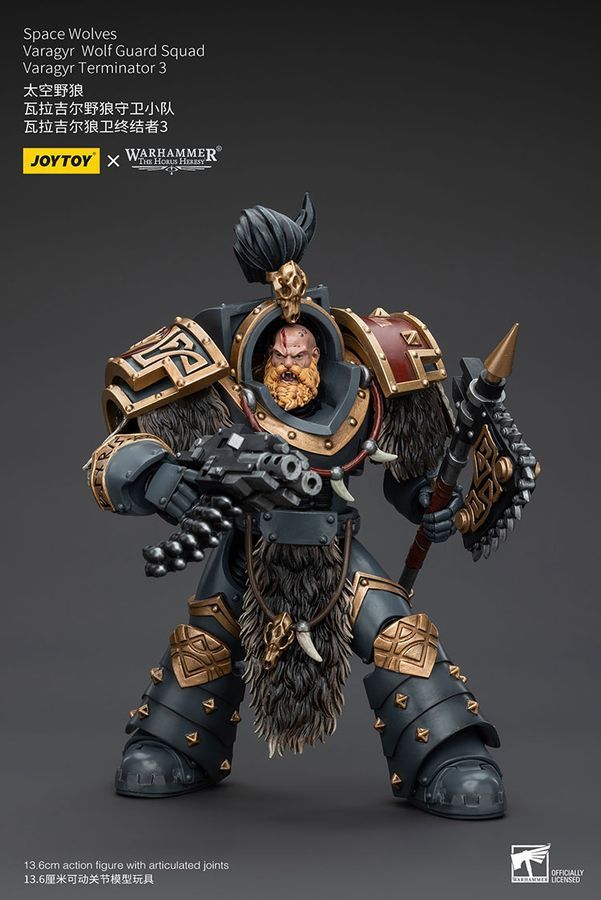 Фигурка из игры Warhammer 40k, Космические Волки Отряд Волчьей Стражи Варагир, JOYTOY, подвижная, 13,6 см (WHR 0122)