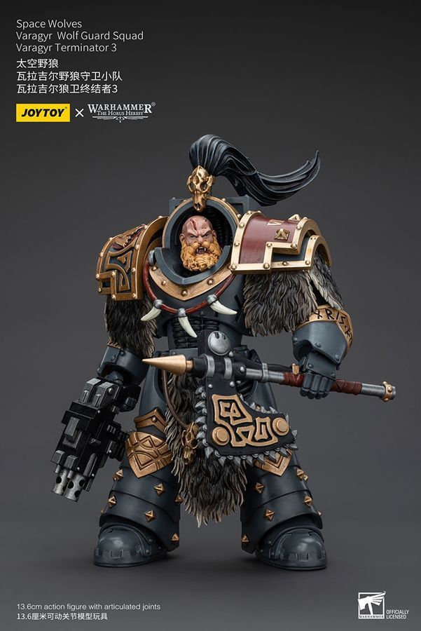 Фигурка из игры Warhammer 40k, Космические Волки Отряд Волчьей Стражи Варагир, JOYTOY, подвижная, 13,6 см (WHR 0122)