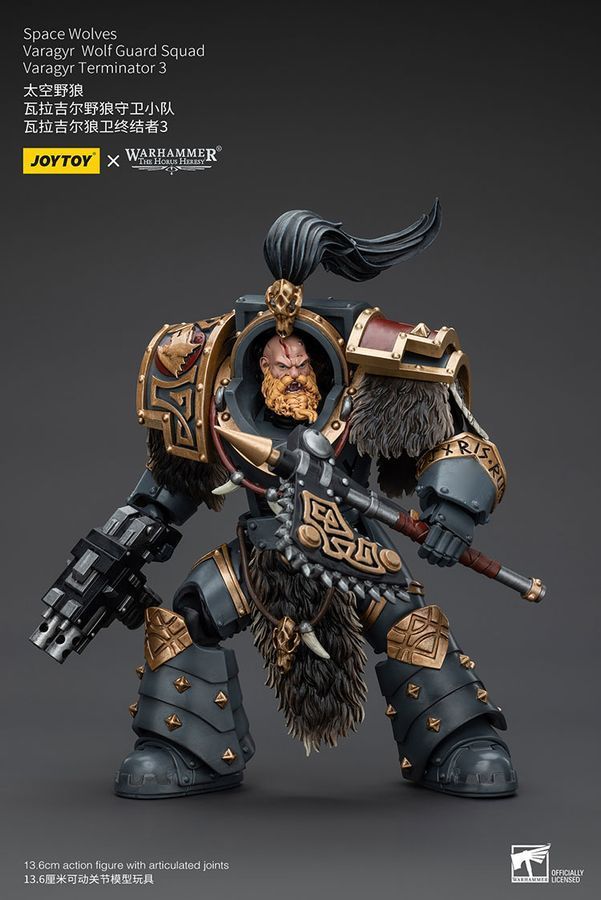 Фигурка из игры Warhammer 40k, Космические Волки Отряд Волчьей Стражи Варагир, JOYTOY, подвижная, 13,6 см (WHR 0122)