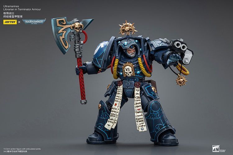 Фигурка из игры Warhammer 40k, Библиотекарь Ультрамаринов в терминаторских доспехах, JOYTOY, подвижная, 14,3 см (WHR 0072)