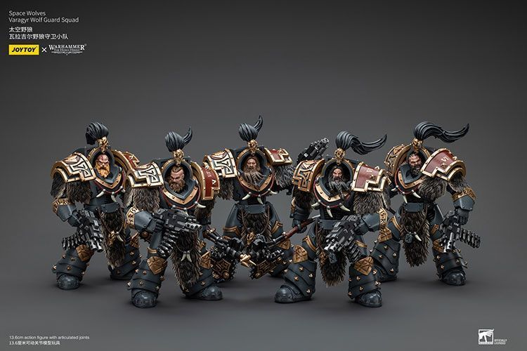 Фигурка из игры Warhammer 40k, Космические Волки Отряд Волчьей Стражи Варагир, JOYTOY, подвижная, 13,6 см (WHR 0122)