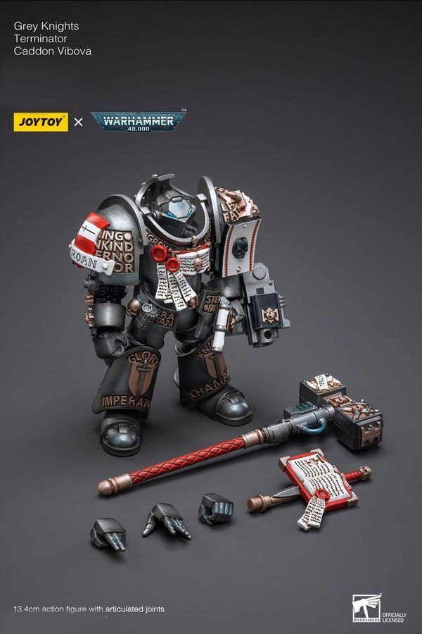 Фигурка из игры Warhammer 40k, Серые Рыцари, Дреднайт &laquo;Немезида&raquo; + Терминатор Кэддон Вибова, JOYTOY, подвижная, 42 см (WHR 0228)