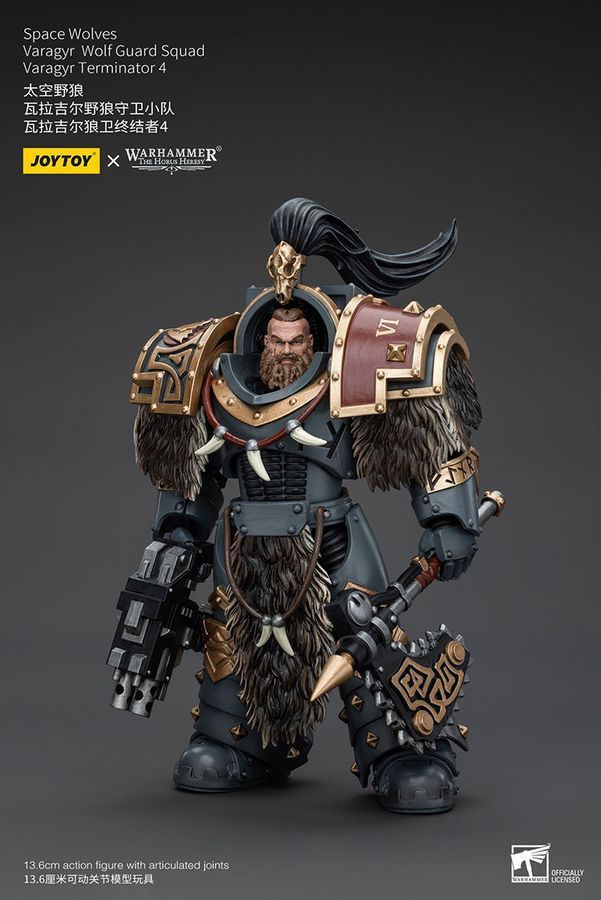 Фигурка из игры Warhammer 40k, Космические Волки Отряд Волчьей Стражи Варагир, JOYTOY, подвижная, 13,6 см (WHR 0123)