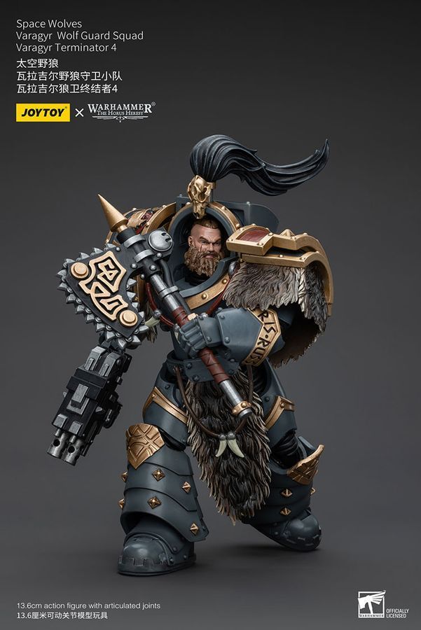 Фигурка из игры Warhammer 40k, Космические Волки Отряд Волчьей Стражи Варагир, JOYTOY, подвижная, 13,6 см (WHR 0123)