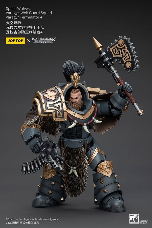 Фигурка из игры Warhammer 40k, Космические Волки Отряд Волчьей Стражи Варагир, JOYTOY, подвижная, 13,6 см (WHR 0123)