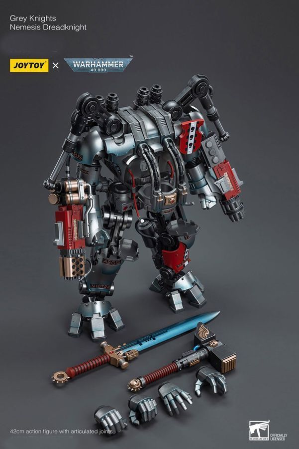 Фигурка из игры Warhammer 40k, Серые Рыцари, Дреднайт &laquo;Немезида&raquo; + Терминатор Кэддон Вибова, JOYTOY, подвижная, 42 см (WHR 0228)