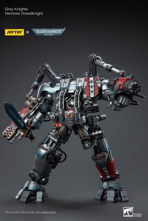 Фигурка из игры Warhammer 40k, Серые Рыцари, Дреднайт &laquo;Немезида&raquo; + Терминатор Кэддон Вибова, JOYTOY, подвижная, 42 см (WHR 0228)