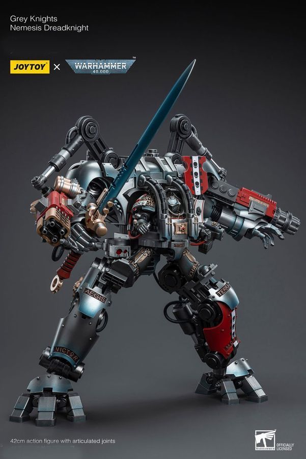 Фигурка из игры Warhammer 40k, Серые Рыцари, Дреднайт &laquo;Немезида&raquo; + Терминатор Кэддон Вибова, JOYTOY, подвижная, 42 см (WHR 0228)