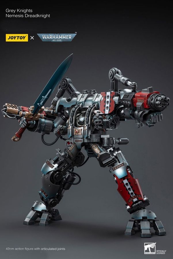 Фигурка из игры Warhammer 40k, Серые Рыцари, Дреднайт &laquo;Немезида&raquo; + Терминатор Кэддон Вибова, JOYTOY, подвижная, 42 см (WHR 0228)