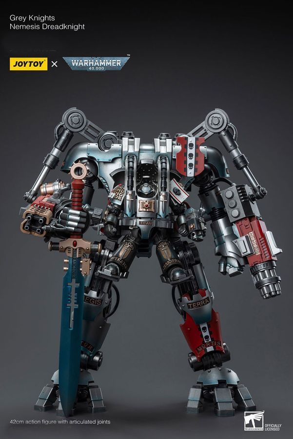 Фигурка из игры Warhammer 40k, Серые Рыцари, Дреднайт &laquo;Немезида&raquo; + Терминатор Кэддон Вибова, JOYTOY, подвижная, 42 см (WHR 0228)