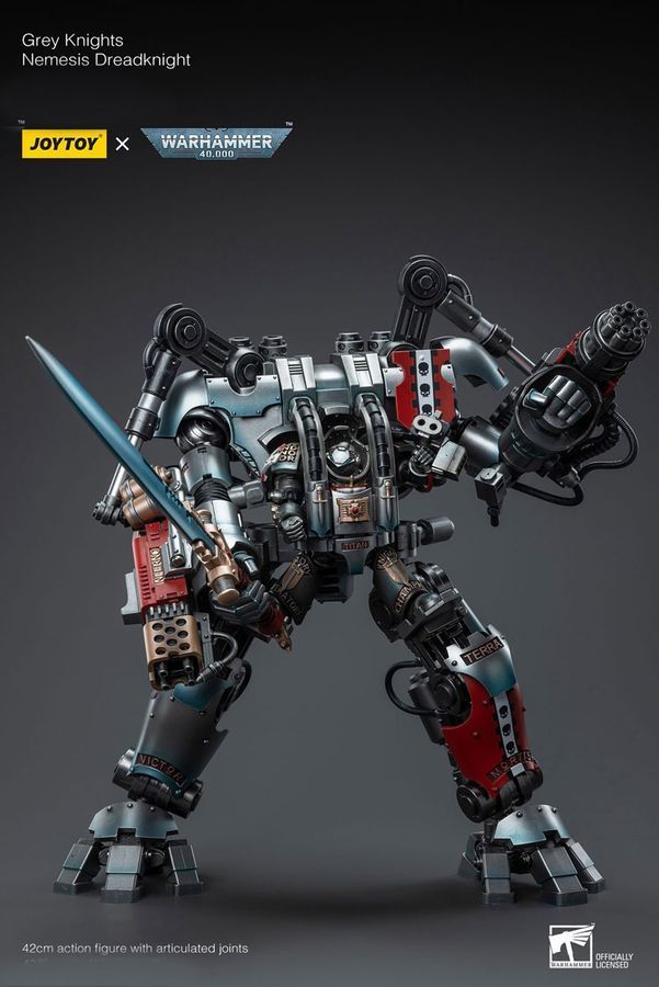 Фигурка из игры Warhammer 40k, Серые Рыцари, Дреднайт &laquo;Немезида&raquo; + Терминатор Кэддон Вибова, JOYTOY, подвижная, 42 см (WHR 0228)