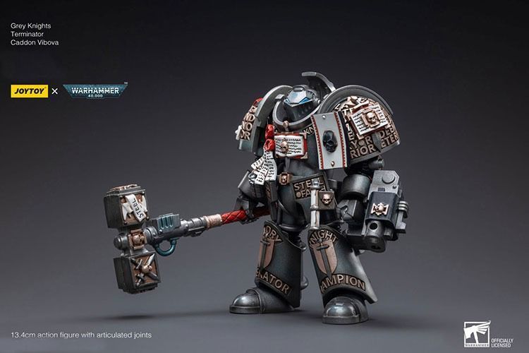 Фигурка из игры Warhammer 40k, Серые Рыцари, Дреднайт &laquo;Немезида&raquo; + Терминатор Кэддон Вибова, JOYTOY, подвижная, 42 см (WHR 0228)