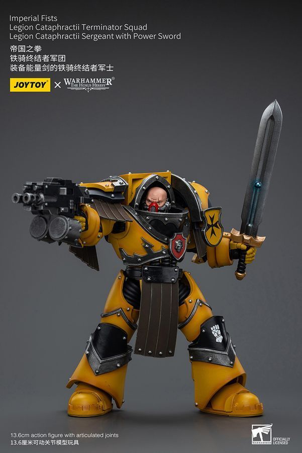 Фигурка из игры Warhammer 40k, Имперские Кулаки Сержант Легиона Катафрактии с силовым мечом, JOYTOY, подвижная, 13,6 см (WHR 0074)